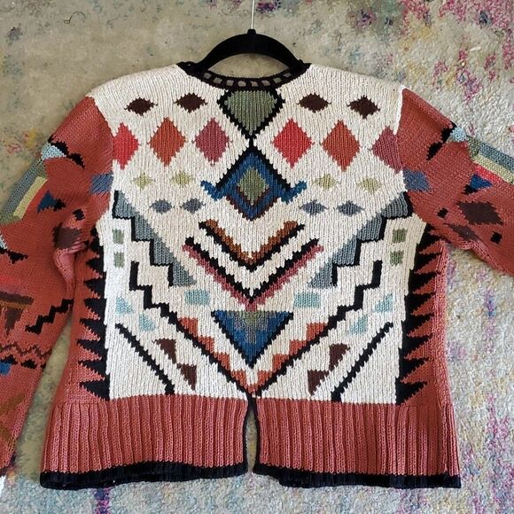 Peruvian Connection 100% Pima Cotton Colorful Southwest Style Shrug Sweater - Picture 14 of 16